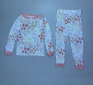 Girls Pajama Set 18M Milkberry Floral 2 Piece Cotton Long Sleeve Sleepwear EUC